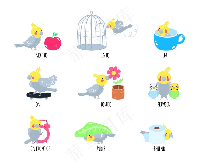 幼儿英语介词epsai矢量模版下载