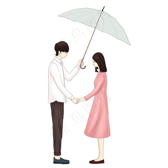 七夕情侣约会遮风挡雨手绘插画2000x2000dpi300psd模版下载