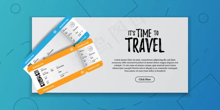 旅游度假文件插图。登机牌机票顶视图。假日旅游广告