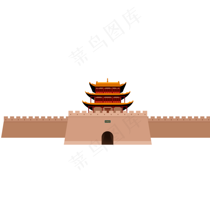 卡通手绘嘉峪关建筑设计2000x2000dpi150psd模版下载