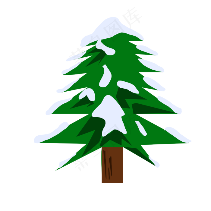 冬季大雪雪松植物手绘插画3000x3000dpi300psd模版下载