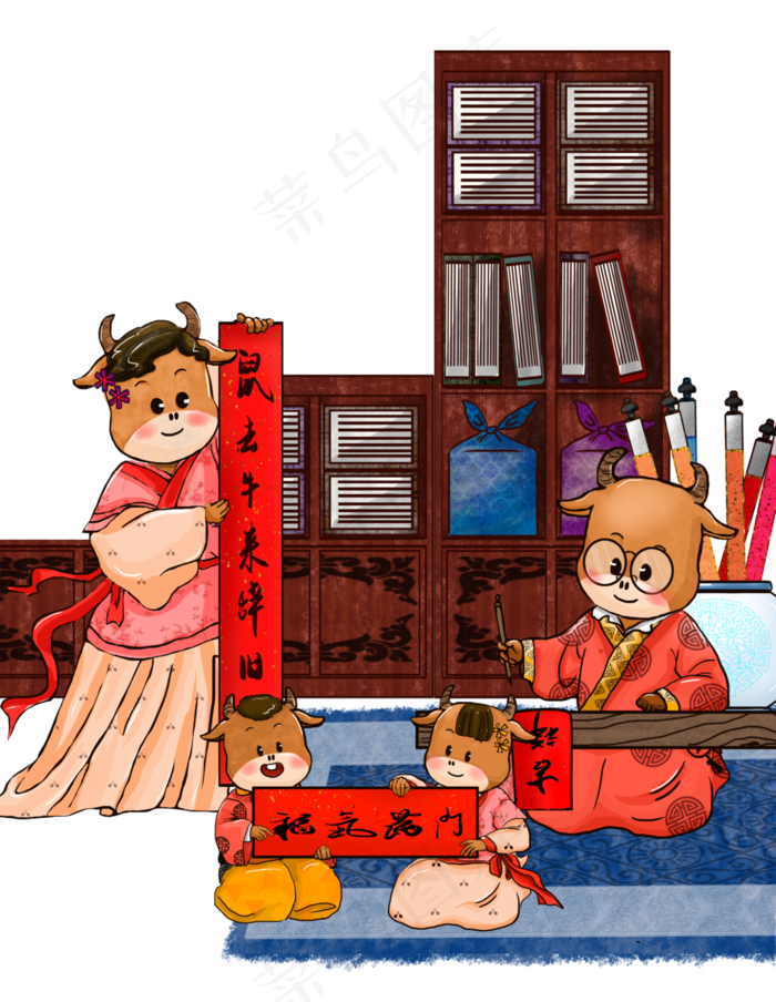 牛年贺岁喜庆写对联中国风(3545x4579(dpi:300))ps