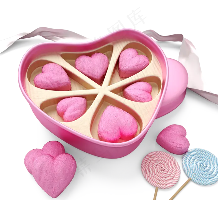 爱粉红色礼盒巧克力三维元素