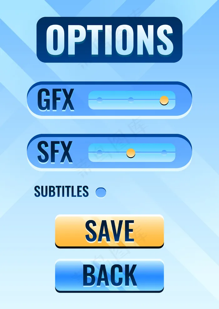游戏ui选项设置gui资产元素的菜单界面