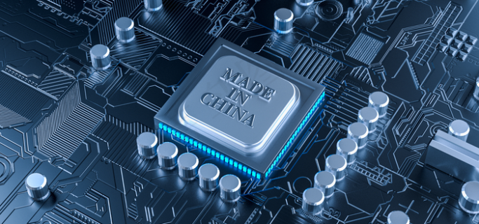 c4d中国芯主题电路板海报背景