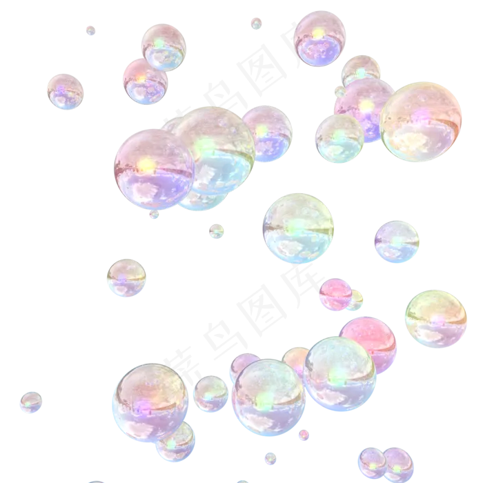 C4D渐变金属玻璃质感立体漂浮泡泡,免抠元素
