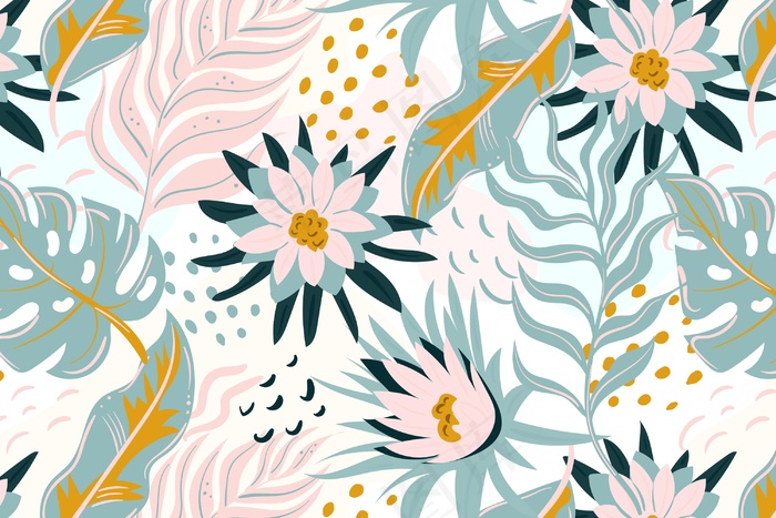 彩绘异域花卉图案epsai矢量模版下载