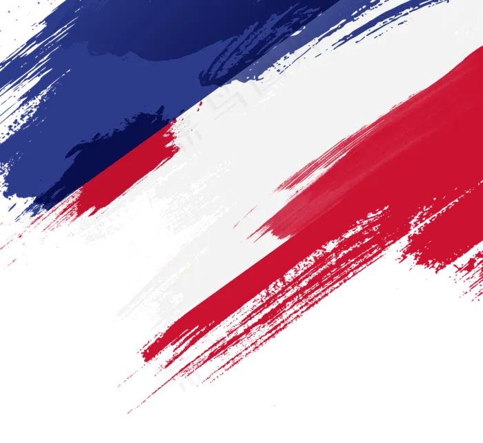 艺术笔刷形状法国国旗边框