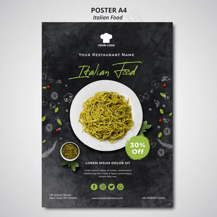 意大利传统美食餐厅海报