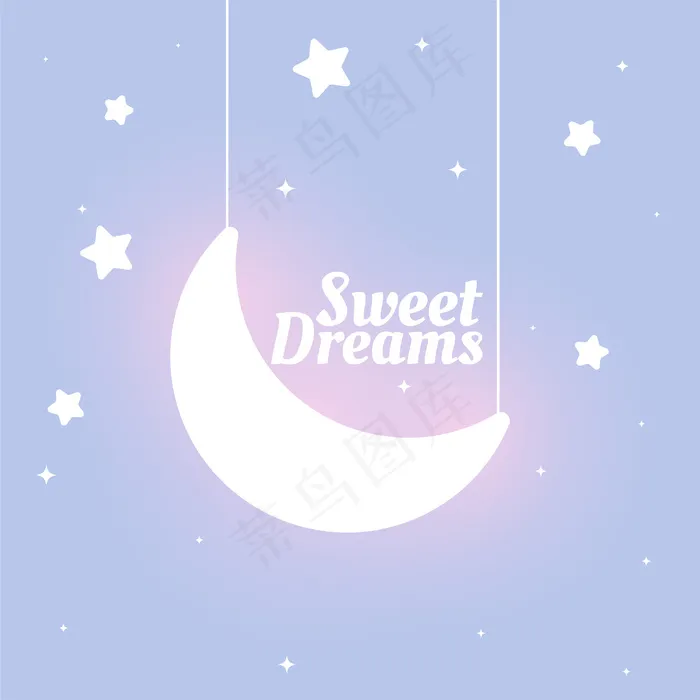 可爱的儿童风格甜美的梦月亮和星星背景