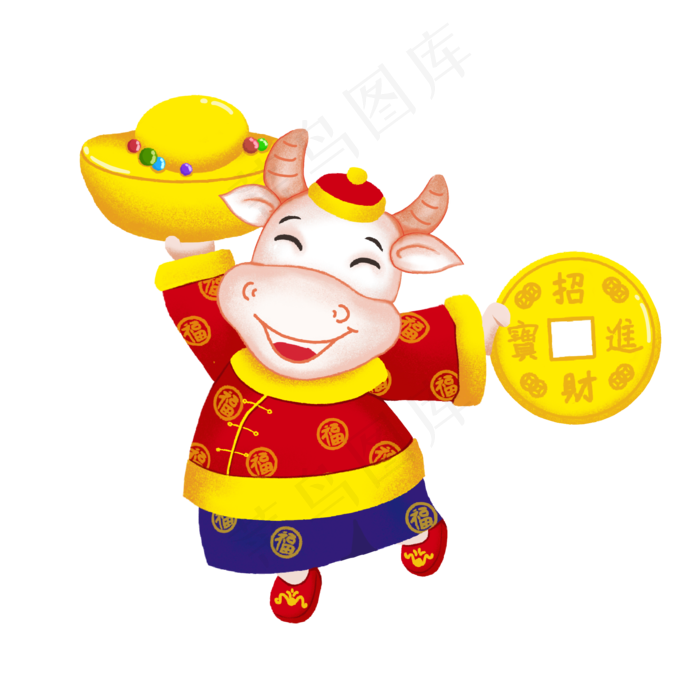 新年福气立体牛2000x2000dpi300psd模版下载