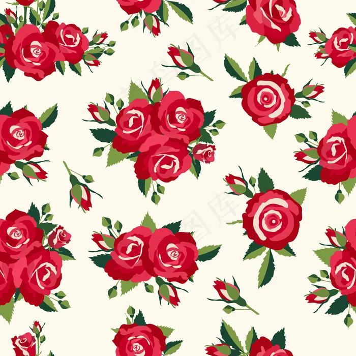复古玫瑰图案，背景为复古风格的爱情设计