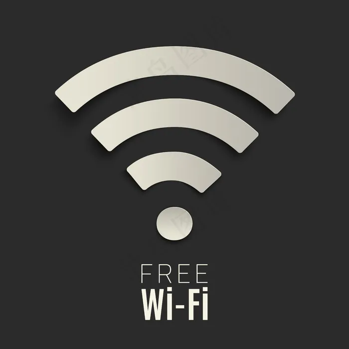 暗背景上的Wi-fi图标。免费wi-fi热点符号。插图。