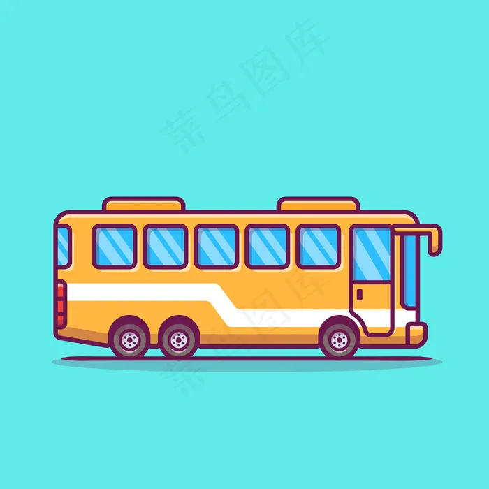 巴士卡通图标插图。