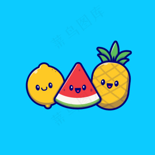 夏季热带水果概念分离载体.平面卡通风格