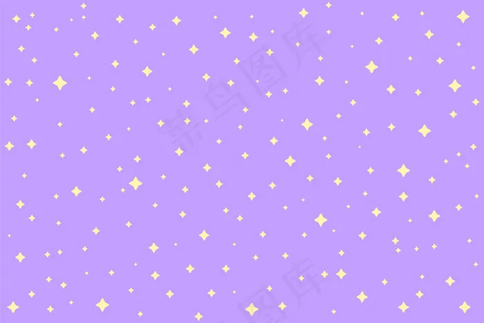 许多闪闪发光的黄色星星在可爱的淡紫色背景上为婴儿。