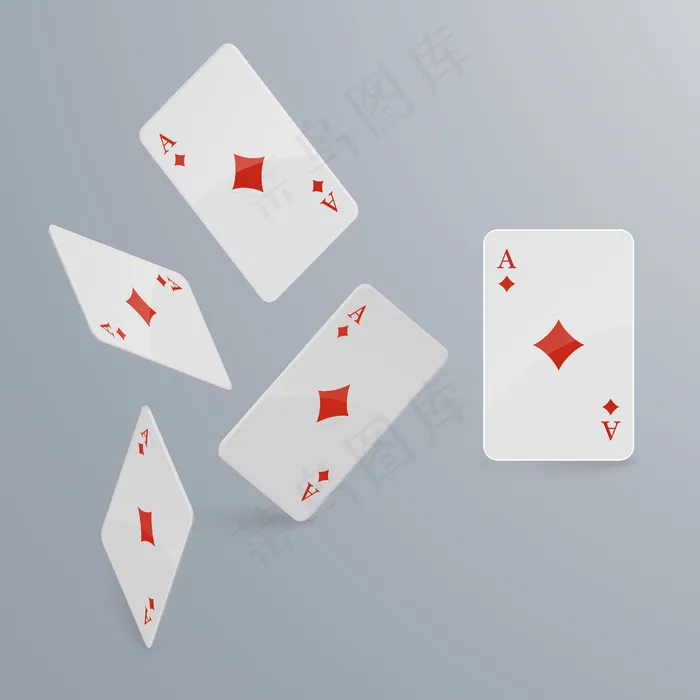 扑克牌落在浅色背景上。