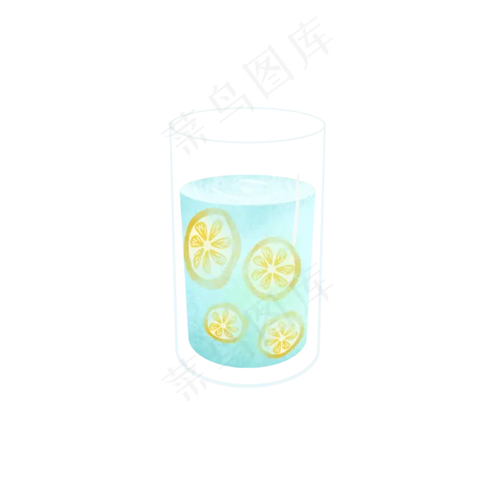 一杯加冰水的柠檬水