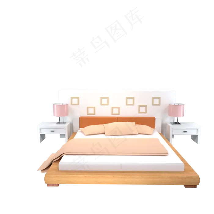 3D卧室家装双人床