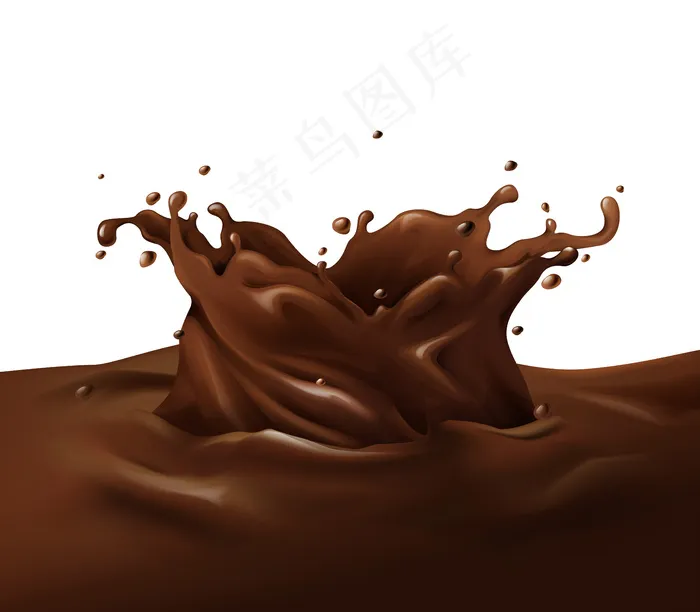 巧克力飞溅的现实三维黑色或乳白色巧克力粉漩涡滴插图