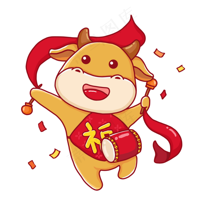 萌牛牛牛年卡通形象2000x2000dpi300psd模版下载