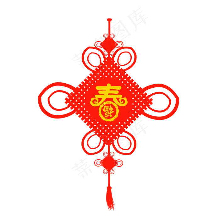 中国结新年装饰春字福字中国结元,免抠元素