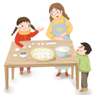 元宵节包汤圆插画,免抠元素