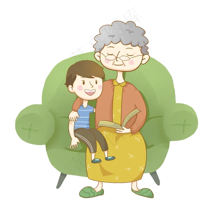 重阳节奶奶孙子祖孙情免抠png素材20002000px300dpipsd模版下载
