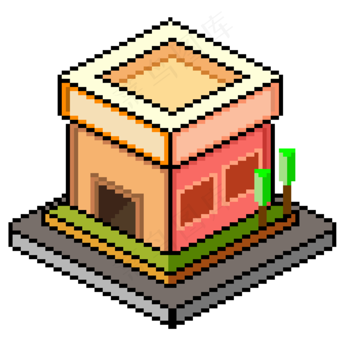 像素风格立体小房子2000x2000dpi300psd模版下载