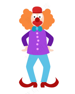 手绘矢量小丑玩偶装饰图案ai矢量模版下载