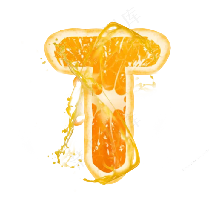 橙子橙汁橙色PSD字母T