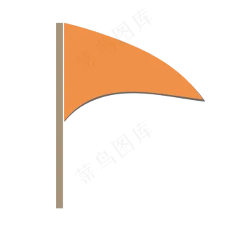 卡通矢量桔色飘逸旗帜,免抠元素