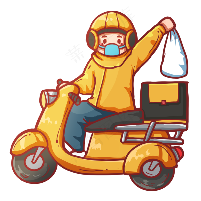 素材免抠素材门口拿外卖外卖无版权图片外卖无接触配送卡通图片