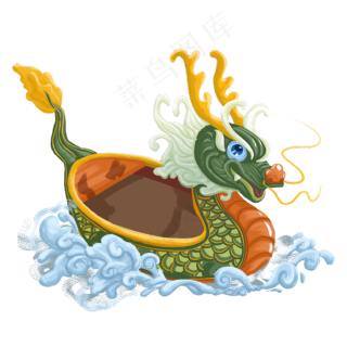 卡通绿色的龙舟