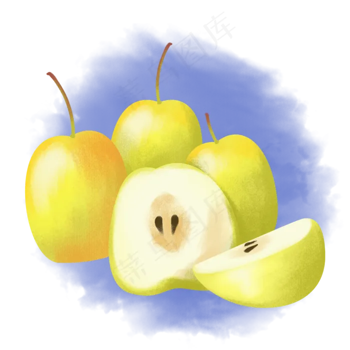 卡通手绘惊蛰应季水果之四个梨子