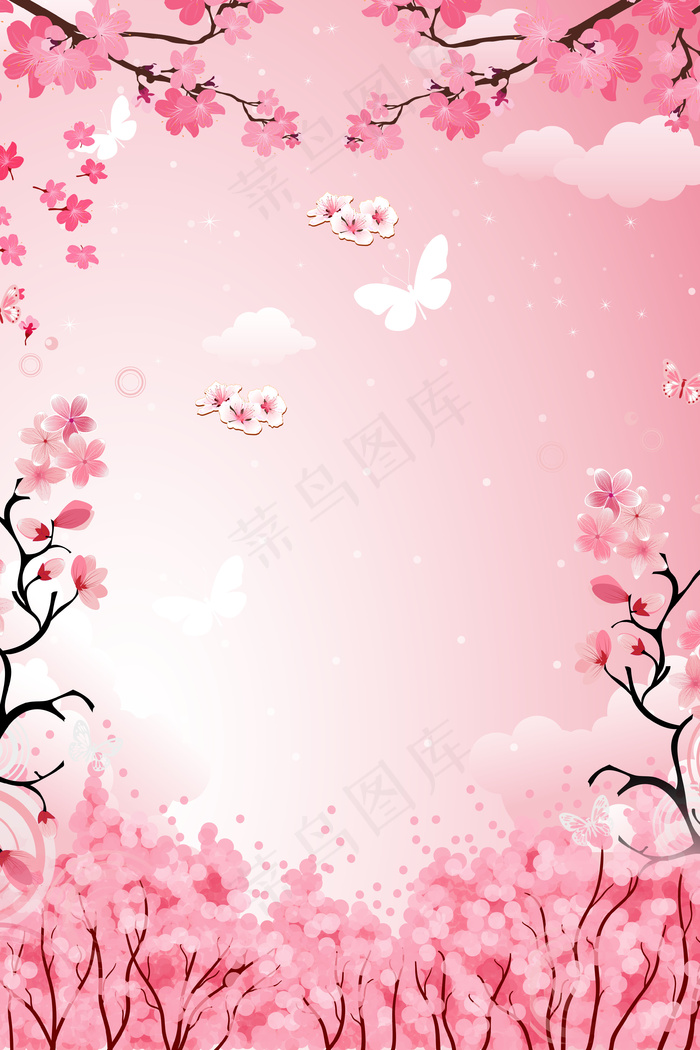 樱花散落唯美樱花背景图片素材背景元素3543x5315dpi150psd模版下载