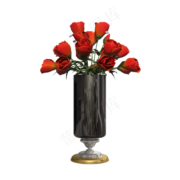 金属花瓶玫瑰插花