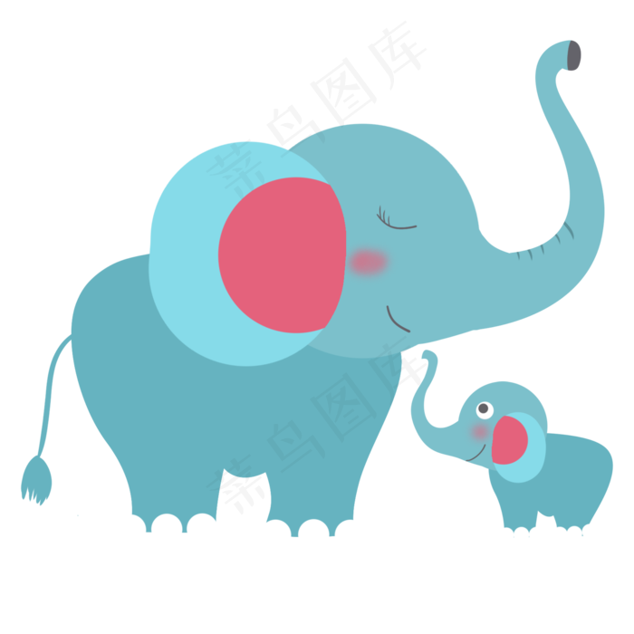 母亲节大象和小象母子免抠元素2000x2000dpi300psd模版下载