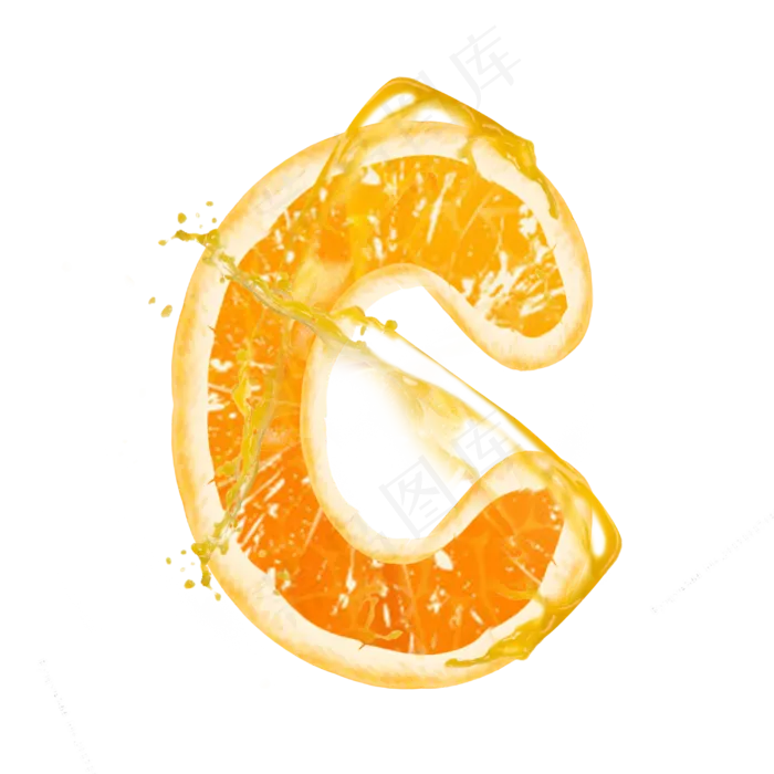 橙子橙汁橙色PSD字母C
