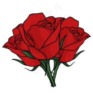 七夕节红色手绘卡通玫瑰花束