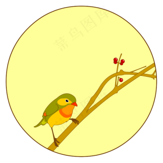 中国风花鸟圆形边框翠鸟荷花矢量免抠元素29202920px300dpiepsai矢量