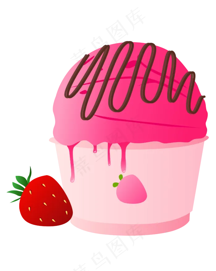 矢量绿色情人节草莓蛋糕