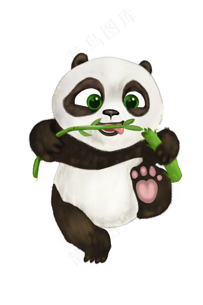手绘吃竹子的熊猫宝宝