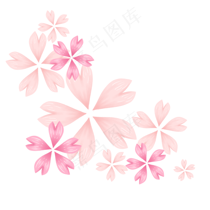 本素材作品名称为简约樱花插画海报免抠