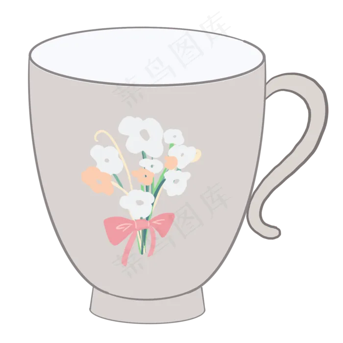 小花束印花陶瓷咖啡杯