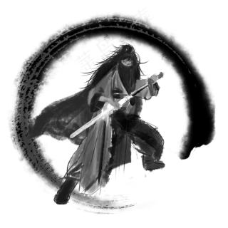 水墨侠客英雄拔剑素材,免抠元素