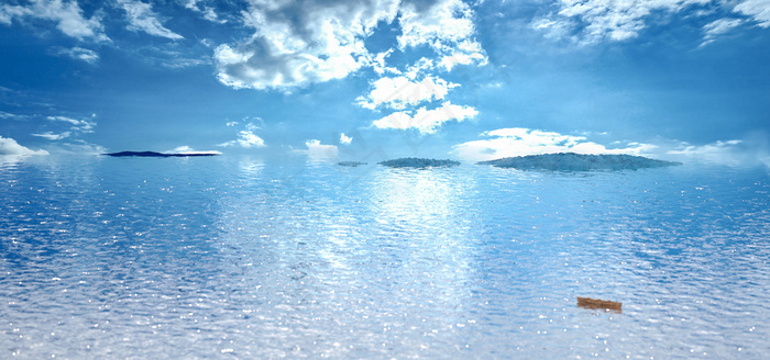 c4d立体天空之境蓝天白云简易电商促销背景图片素材