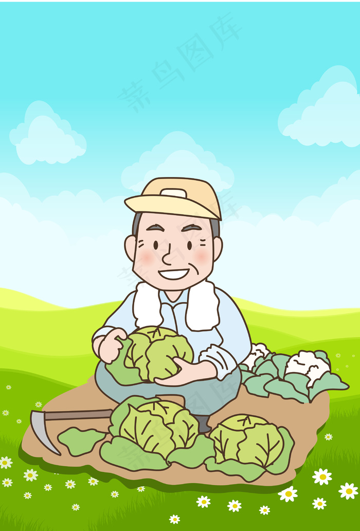 绿色清新五一种菜老人矢量背景31294614pxai矢量模版下载