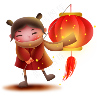 拿灯笼的小女孩,免抠元素