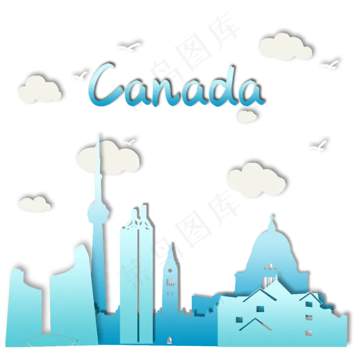 旅游地标建筑加拿大,免抠元素